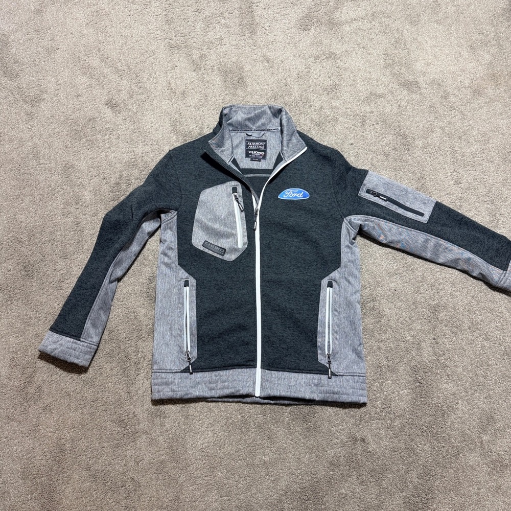 Choko Fairmont Prestige Ford Embroidered Full Zip Fleece Jacket Mens Medium Gray